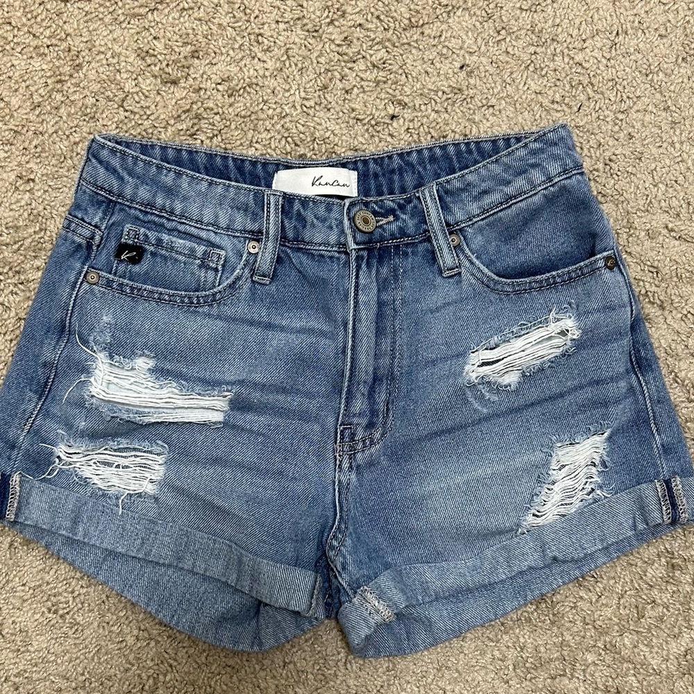 VICI KanCan Distressed Denim Mini Shorts
